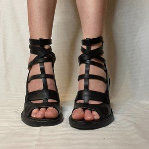 Givenchy black leather strappy heels